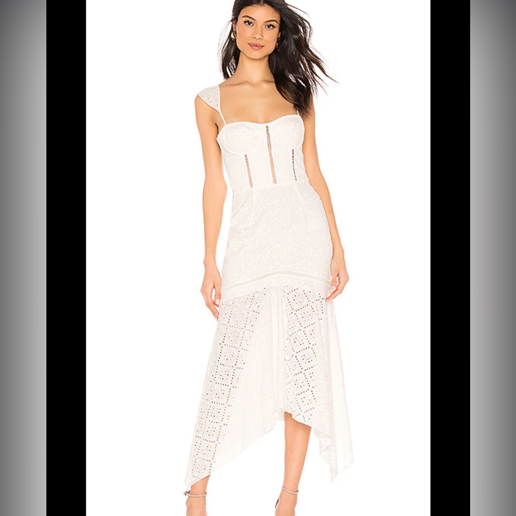 Karina Grimaldi White Eyelet Midi Irma Dress Size 2